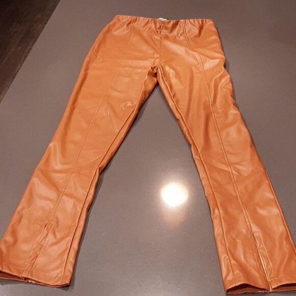 Brown Faux Leather Shirt and Pants Set - Picture 3 of 13